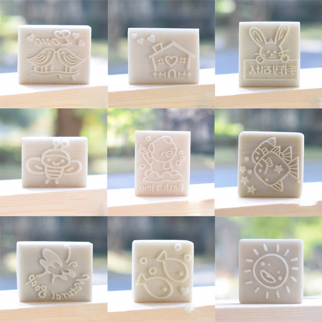 1Pcs Lucky Tree and Flower Pattern Mini Diy Soap Stamp Diy Handmade Soap  Stamps White Resin