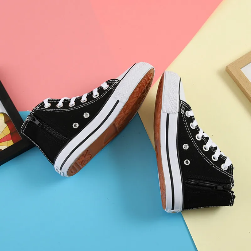 Children Casual Shoes Unisex Classic High Top Girls Canvas Shoes Student Lace Up Sneakers for Boys New Toddler Shoes