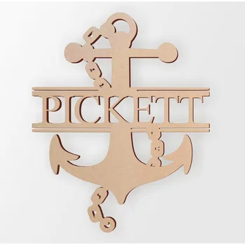 

Personalized Wooden Anchor and Chain Family Name Sign, wooden word sign，wall decor，Home decoration