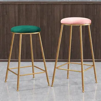 

Northern Europe Light Luxury Bar Chair Stool Ins Simple Modern Net Red Household Round Stool Coffee Restaurant Makeup Stool