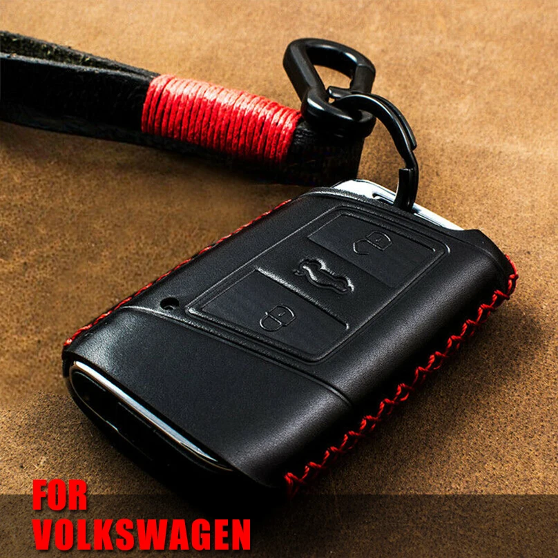 Чехол из натуральной кожи для автомобильного ключа Volkswagen VW Tiguan MK2 Magotan Passat B8 CC 2017