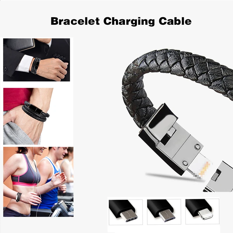 Usb Charging Bracelet Charger Portable Outdoor Micro Usb Charger Data Cable  Sync Cord For Iphone Xr Android Type-c 60cm Cable - Mobile Phone Chargers -  AliExpress