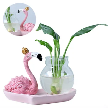 

1 Pc Flamingo Home Accessory Hydroponic Glass Vase Flamingo Vase Creative Home Decoration for Home Office（King Pink)