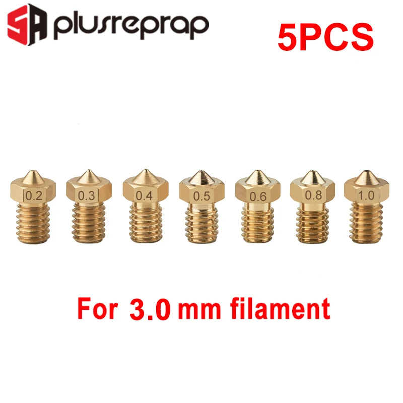 5 or 12PCS E3DV6 Threaded Nozzle Brass 0.2 0.3 0.4 0.5 0.6 0.8 1.0mm for 1.75 or 3.0mm Filament V5 V6 Hotend Extruder 3D