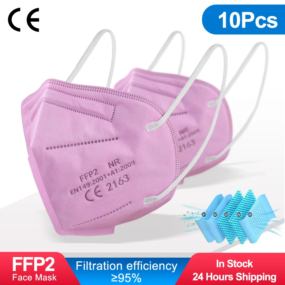 Mascarilla FFP2 KN95 con 5 capas de filtro, máscara protectora para el cuidado de la salud, 10-100 unidades