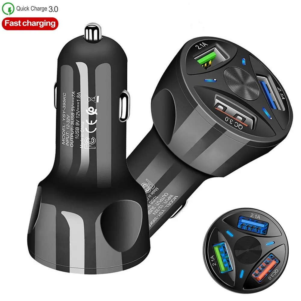 3.1A автомобильное микро USB зарядное устройство Быстрая зарядка QC 3,0 зарядное устройство для мобильного телефона 3 порта двойной USB быстрое автомобильное зарядное устройство для iphone X samsung huawei