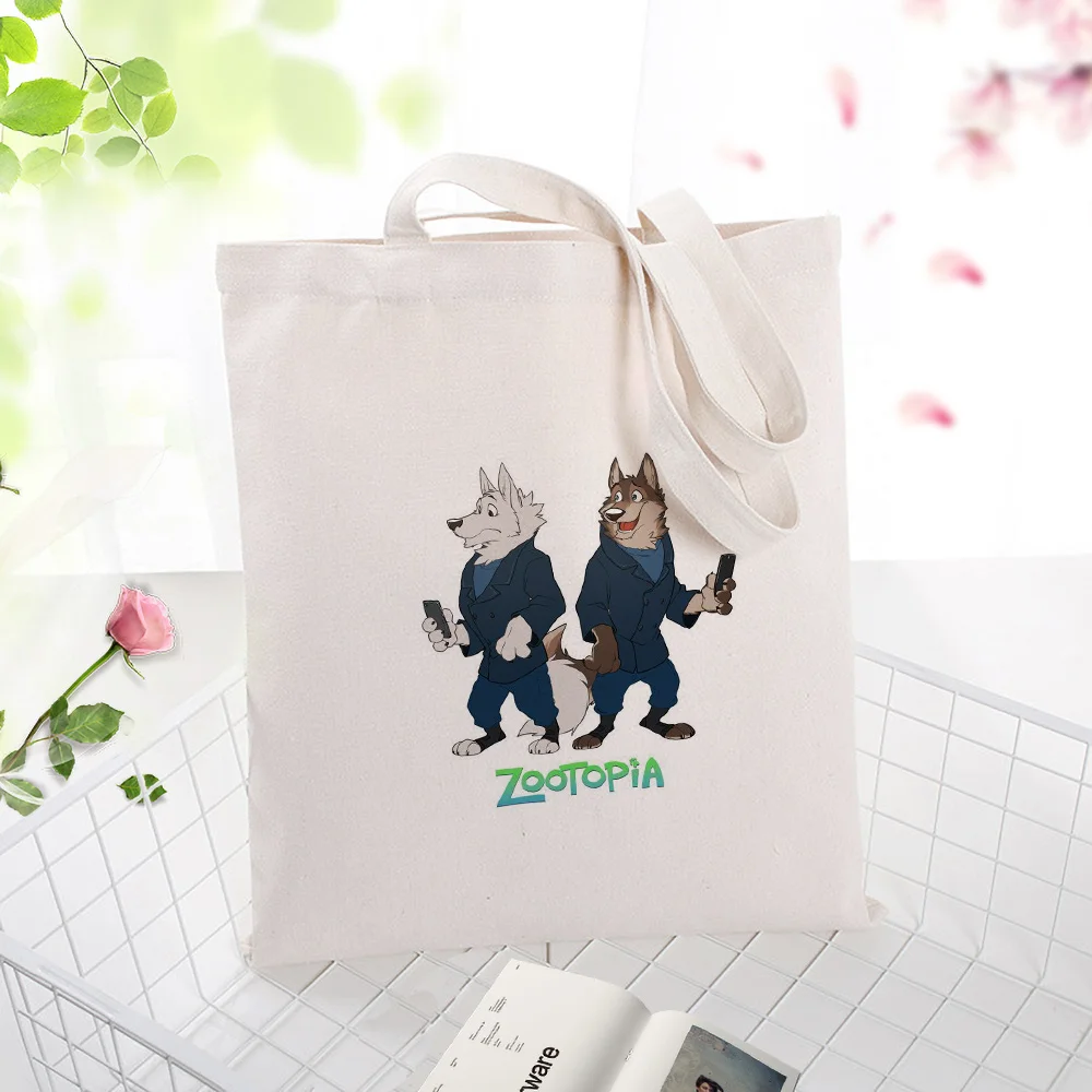 ZOOTOPIA022 Zootopia серийная Холщовая Сумка для ежедневного использования текста DIY пользовательская печать сумка для покупок с логотипом экологический многоразовый сумка из перерабатываемого материала - Цвет: ZOOTOPIA022