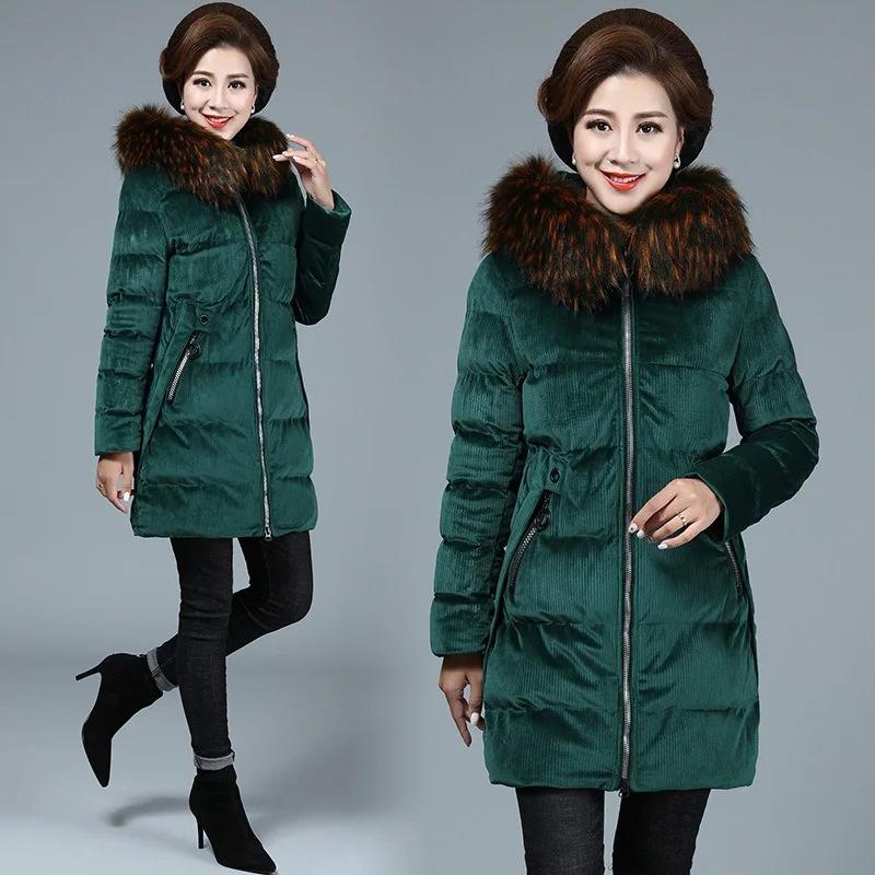 

Western Style Mom Thick Winter Coat Mid-length Middle-aged Cotton-padded Clothes Women's down Jacket Cotton-padded Clothes Elder