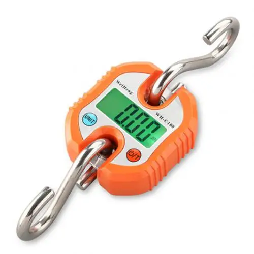 Оранжевый 150kg Pocket Portable Hanging Scale LCD display Digital Electronic Hand Held Hook Balance Weighing - Цвет: Оранжевый