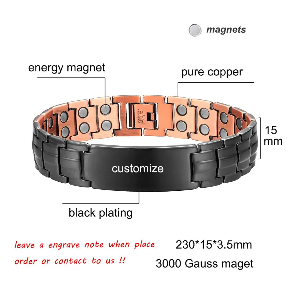 Copper Magnetic Bracelet Personalize ID Name Adjustable Wristband Bangle Metal Jewelry Gift fashion bracelet fashion jewelry For Men Women