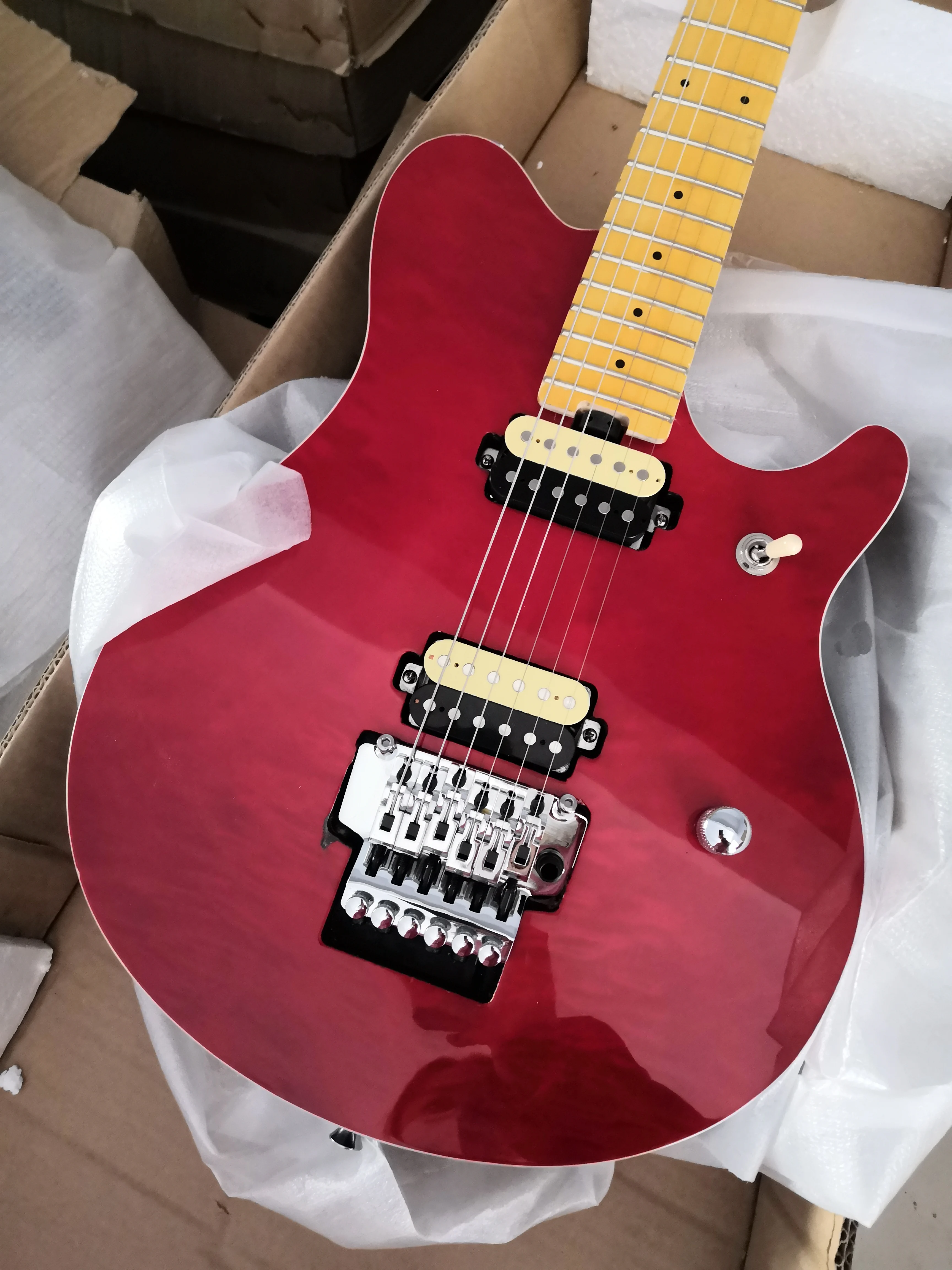Пользовательский магазин электрогитара Musicman темно-красная синяя коричневая