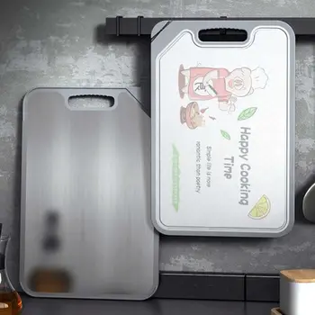 

Double Sided Chopping Board with Knife Sharpener Vegetable Fruits Food Cutting Block Stainless Steel Kitchen Accessory