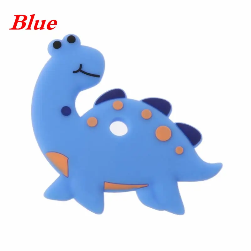 Blue Детские игрушки для прорезывания зубов, мультяшный динозавр, силиконовая подвеска-прорезыватель, ожерелье, аксессуары, детские жевательные игрушки, сделай сам - Цвет: Blue