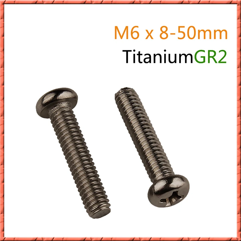 50 шт./лот чистый titanium M6 * L полукруглой потайной головкой и крестообразным шлицем