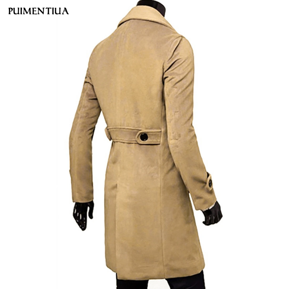 Pui мужской Тренч tiua, модное мужское шерстяное длинное пальто, осенне-зимнее ветрозащитное тонкое пальто для мужчин размера плюс, приталенное пальто