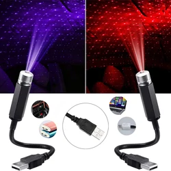 LED Vehicle Night Light Red Blue Starry Sky Projection Lamp USB Plug and Play Car Roof Room Ceiling Atmosphere Decorative Lights
