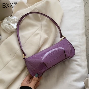 

[BXX] Fashion Solid Color PU Leather Shoulder Bags For Women 2020 Summer Simple Handbags and Purses Female Tote Bags HM595