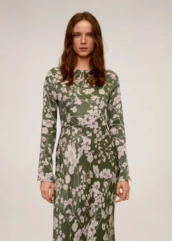 

2020 new Spring Summer European Slim Fit Long Floral Print green zaraing women Dress vadiming sheining female Dress Xdn9376