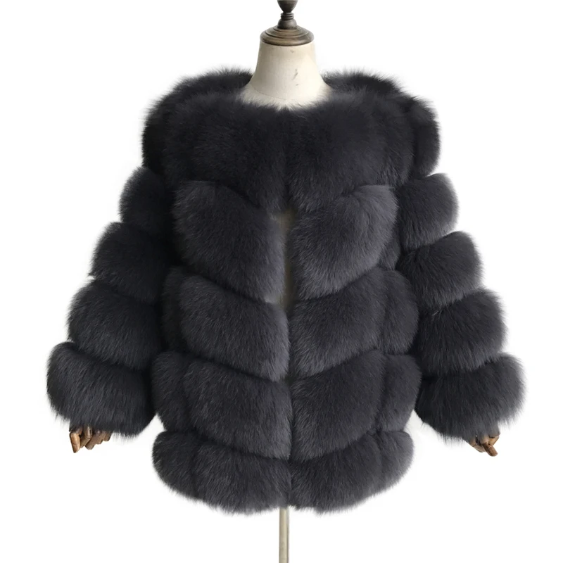 Женское зимнее пальто из натурального Лисьего меха, новинка, модная женская куртка из натурального Лисьего меха, толстые съемные рукава, пальто из натурального Лисьего меха