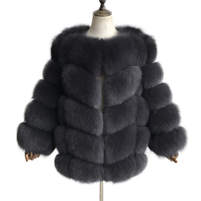 

Real Fur Coat Women Winter New Fashion Genuine Fox Fur Female Jacket Thick Detachable Sleeves Natural Fox Fur Coat