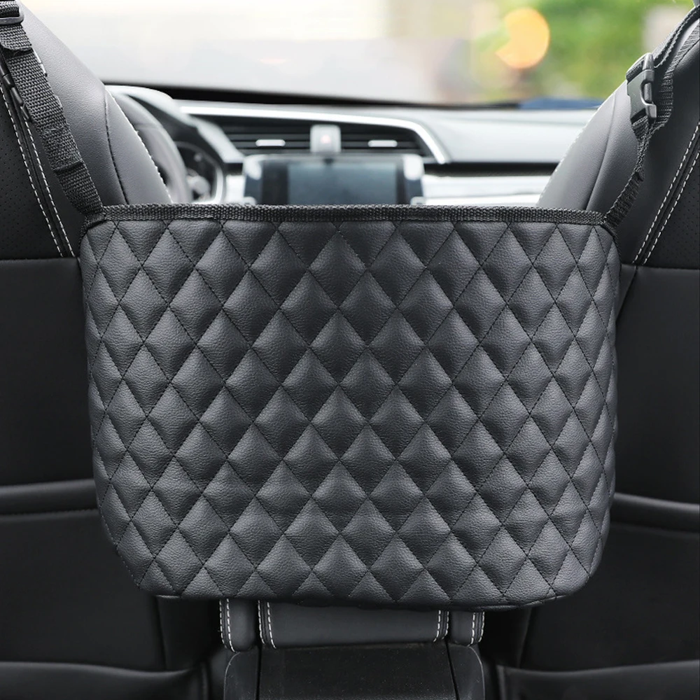 Pu Leather Car Seat Storage Organizer Bag Stowing Tidying Interior Auto Seats Middle Box Seat Back Hanging Storage Bag Pocket