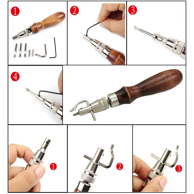 LMDZ 7 in 1 DIY Adjustable Leather Stitching Groover Skiving Edge Beveler Tools For Leathercraft Sew Crease Grooving Tool