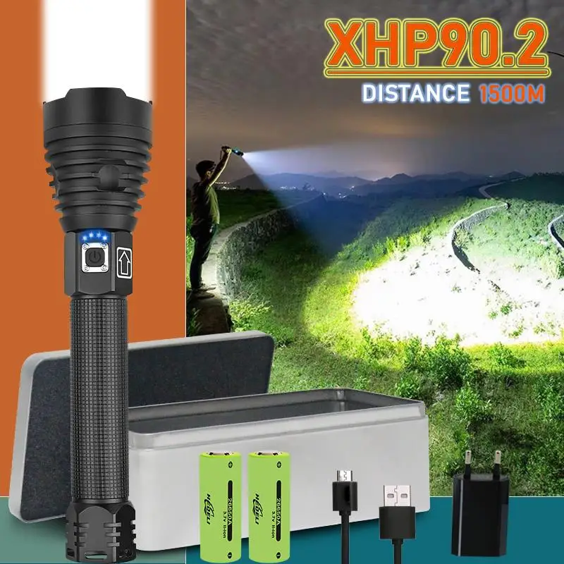 Яркий xhp90.2 самый мощный светодиодный светильник-вспышка usb фонарь xhp70 xhp50 18650 или 26650 перезаряжаемый охотничий светильник-вспышка ручная лампа