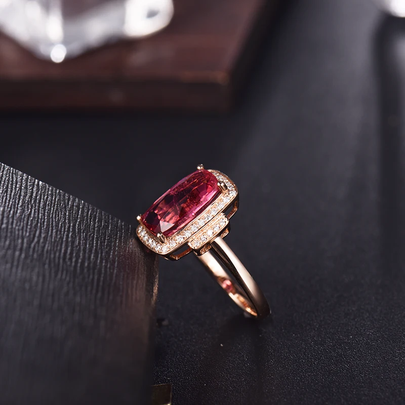 LOVERJEWELRY, женское Твердое 18 к розовое золото, натуральный розовый турмалин, бриллианты, обручальное кольцо, женские обручальные кольца для матери, подарок