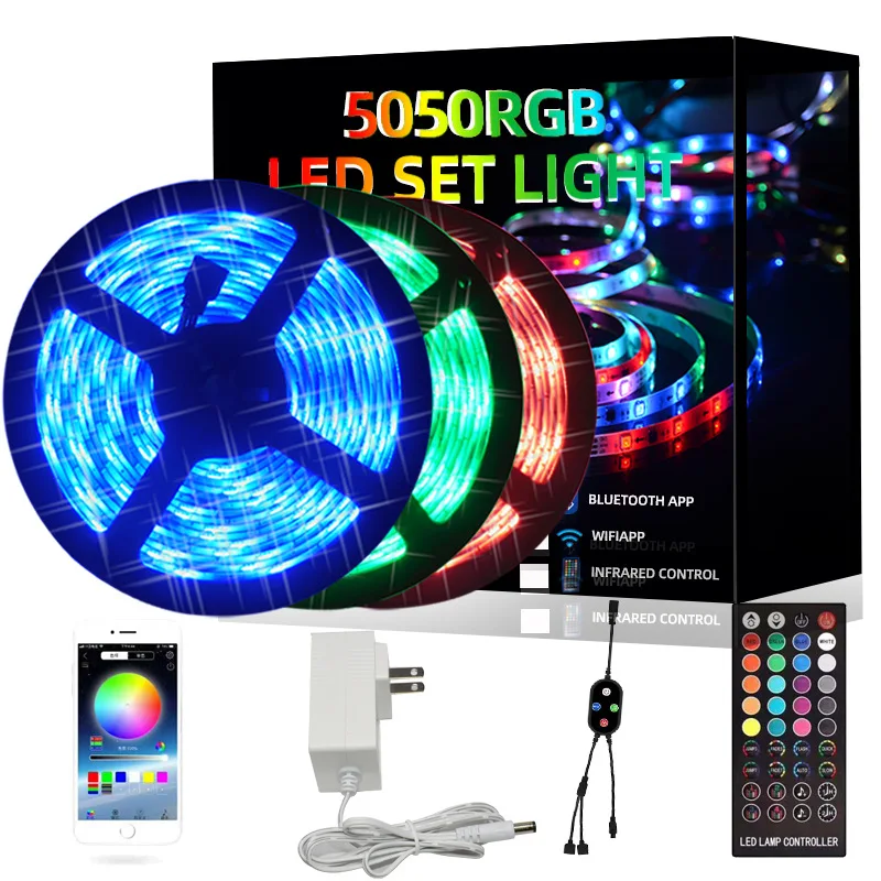 RGB Водонепроницаемый музыкальный светильник Светодиодная лента 5050 гибкий