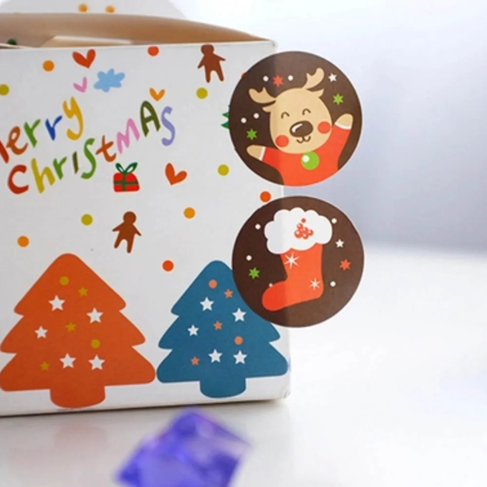 160pcs Christmas Round Adhesive Label Stickers for Envelopes Goodie Bag Favors Gift Boxes Decorations