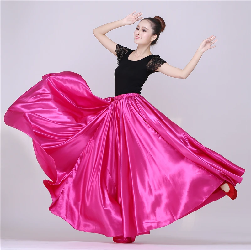 10 видов цветов фламенко юбки для женщин испанский танец Цыганский танец живота хор взрослых Твердые сценическое представление женщин корриды испанское платье - Цвет: Color2