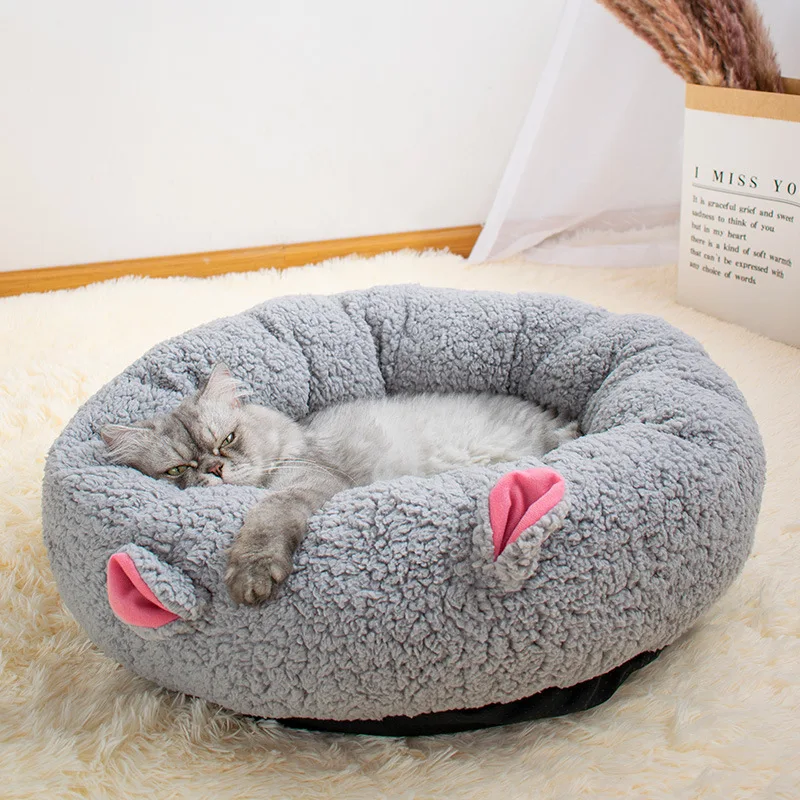 Cat Winter Warm Cat Bed Round Comfortable Lamb Wool Deep Sleep Pet Nest  Teddy Small Dog Bed Pet Supplies Pet Bed Sofa