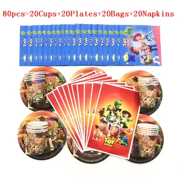 

Disney Toy Story Theme Children's Happy Birthday Party Supplies Decoration Set Disposable Tableware Gift Bags Plate Cup Napkins