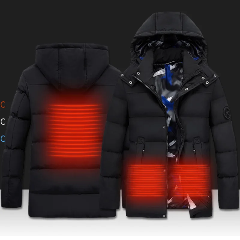 

Vertvie Heated Jackets Warm Winter Thermal Long Sleeve Coat Men USB Electric Skiing Softshell Women Outdoor Zipper Hooded Jacket