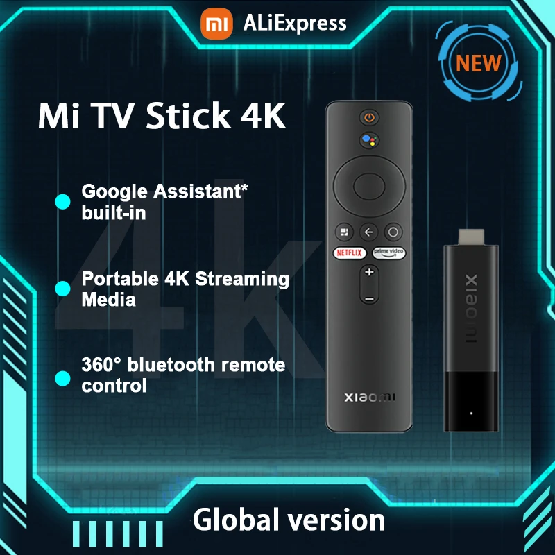 2022 Xiaomi Mi TV Stick 4K Global Version Android TV 9.0 HDR 11 2GB 8GB Quad-core Processor best tv sticks