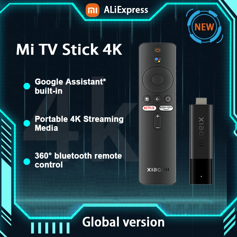 2022 Xiaomi Mi TV Stick 4K глобальная версия Stream in Google Assistant * Встроенный Android 11 2 ГБ 8