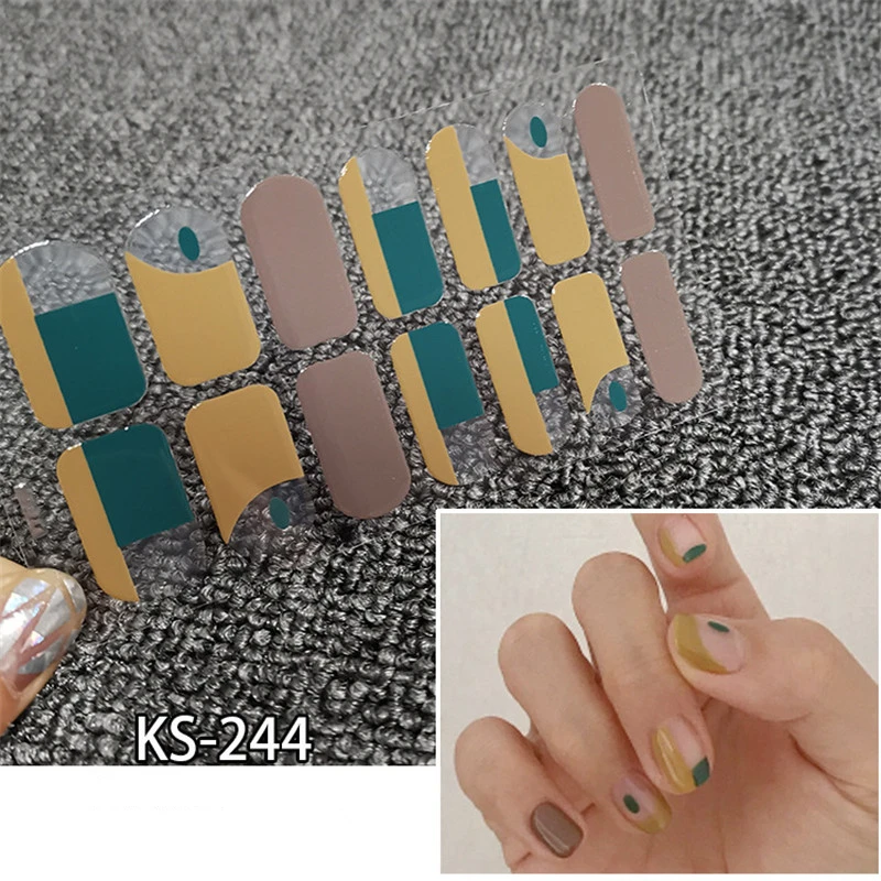 14 наконечников/лист полное покрытие красочные 3D наклейки для ногтей согревающие
