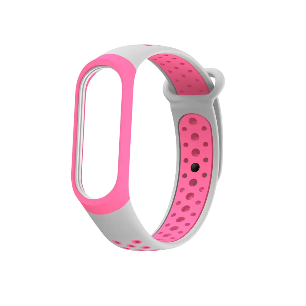 Для mi Band 3 4 ремешок Спортивные Силиконовые часы наручные браслет mi band 3 ремешок аксессуары браслет Смарт для Xiaomi mi 3 4 ремешок - Цвет: gray Pink