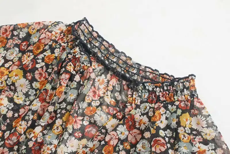 Осень 2019 новая &quotЖенская одежда цветочный принт с длинным рукавом v образным