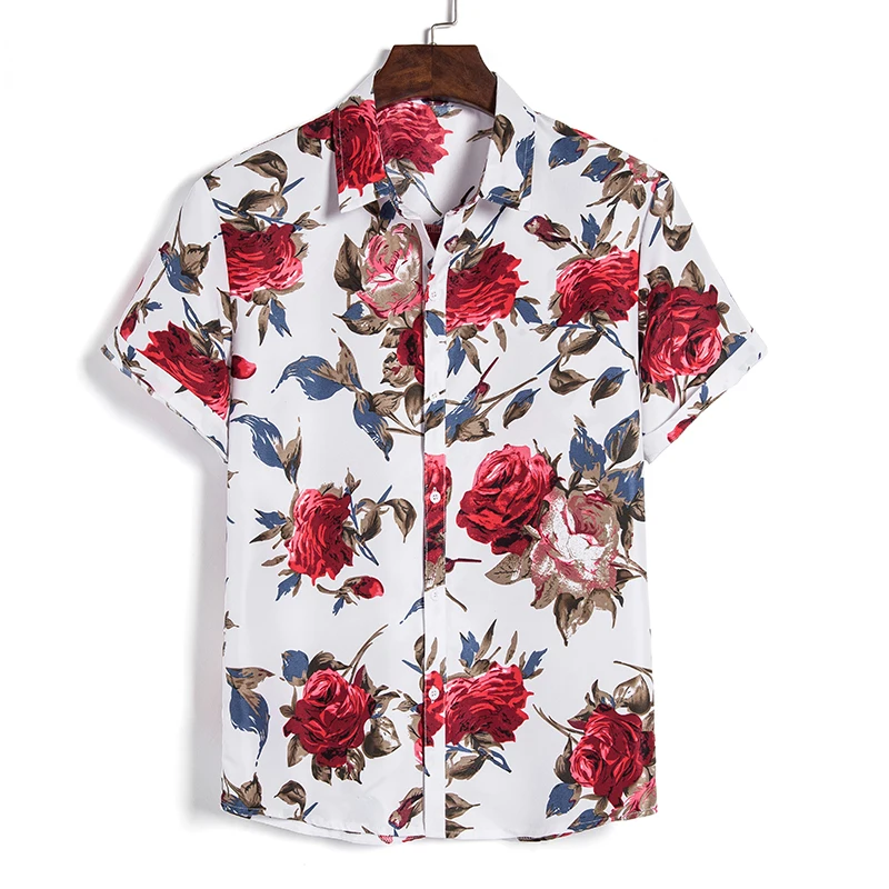 2020 Men's Slim fit Flower Printed Shirts Male Short Sleeve Floral Shirt Men Basic Tops Casual Plus Size Shirts 2020 Men's Slim fit Flower Printed Shirts Male Short Sleeve Floral Shirt Men Basic Tops Casual Plus Size Shirts