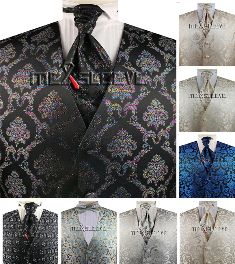 Роскошный классический костюм Пейсли жилет (жилет + галстук ascot носовой платок)