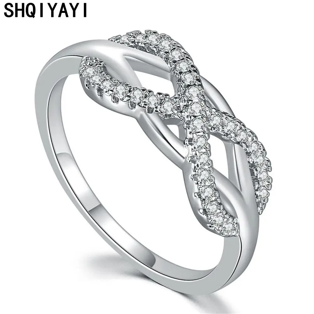 

SHQIYAYI Infinity Forever Love Cubic Zirconia Anniversary Promise Rings For Women Female Party Fashion Jewelry .836