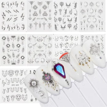 

White Black 3D Nail Stickers Water Transfer Decals Decoration Dream Cather Slider For Nail DIY Tips / 1000pcs