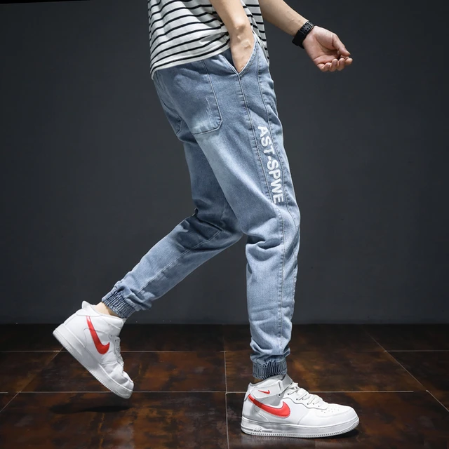 Wholesale Men Casual Trousers Fashion Striped Middle Waist Elastic Waist  Pants Large Size Loose Breathable Pants navy blue 3XL From China