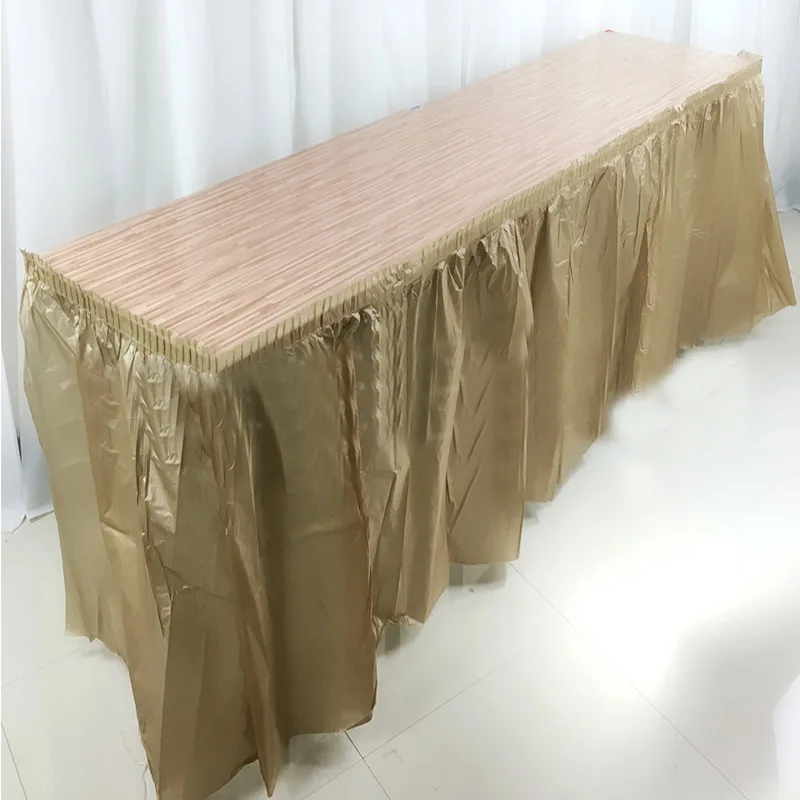 Disposable Table Skirt Plastic Party 70x420cm Table Cover for Birthday Party Wedding Festival Decoration Skirt