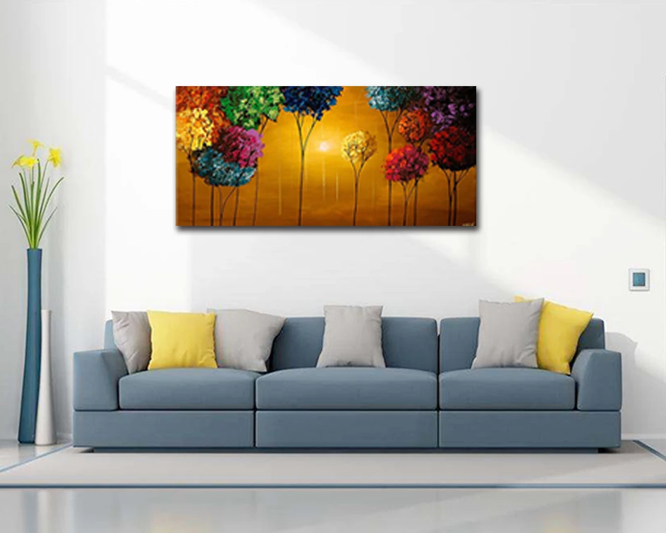 Ручная работа абстрактная картина для стен палитра нож красочные дерево ...