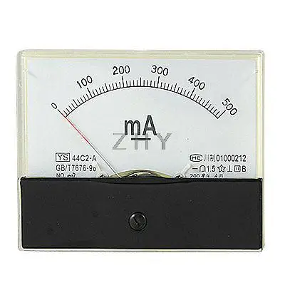44C2 DC 0-500mA измеритель тока панель питания Аналоговый амперметр