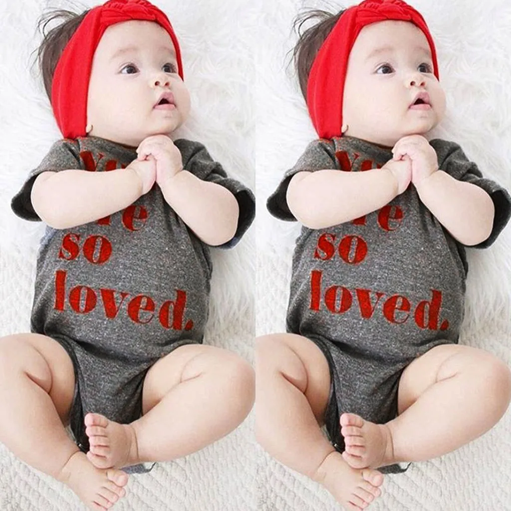 

Toddler Baby Short Sleeve Letter Print Romper Newborn Jumpsuit Clothes