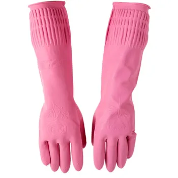 

Household Latex Cleaning Gloves Red Kitchen Washing Dishes Protector Hands Gloves Cleaning Waterproof Long Rubber Latex Gloves