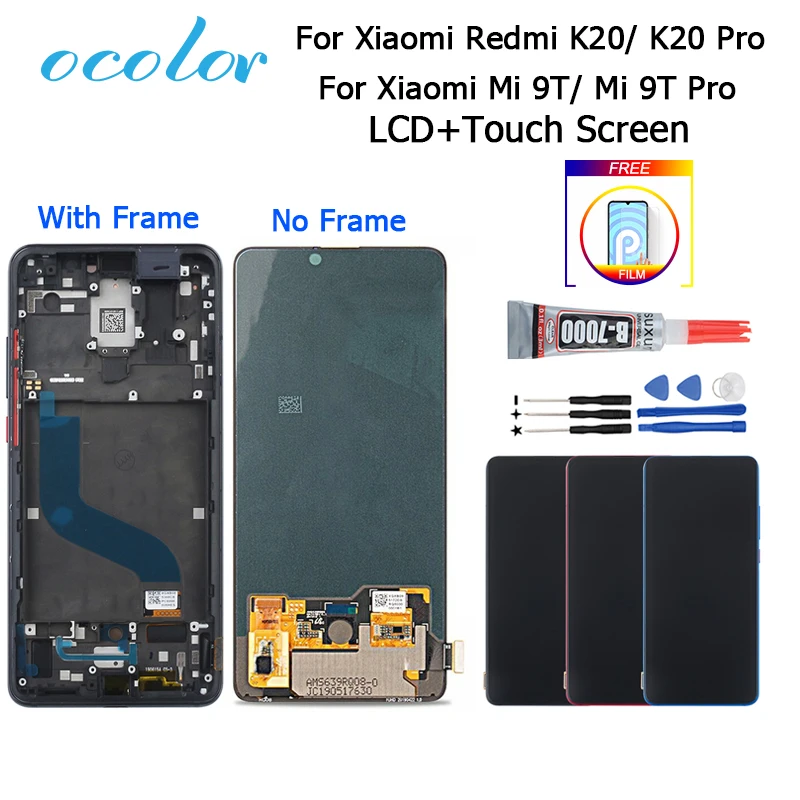 Ocolor для спортивной камеры Xiao mi Red mi K20 K20 Pro ЖК-дисплей Дисплей и Сенсорный экран с рамкой+ Защитная пленка на экран+ инструменты и клей для Xiaomi mi 9 T-9 T Pro